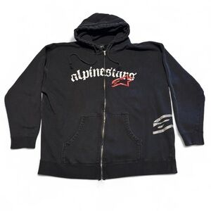 y2k Alpinestars XL Zip Hoodie Biker Grunge Moto Racing Goth Streetwear